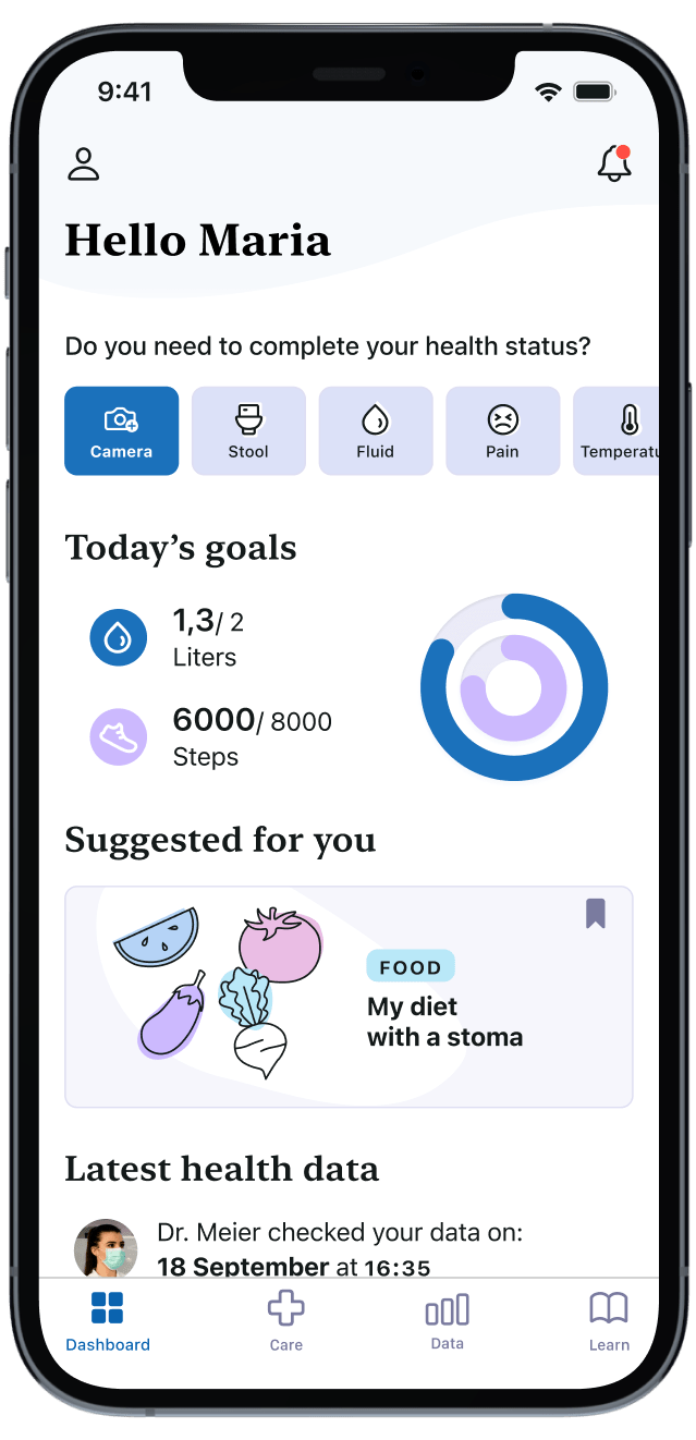 Mockup of the home screen of the mobile app.